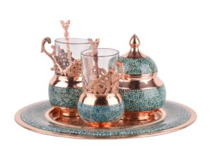 سینی فیروزه کوبی گرد 